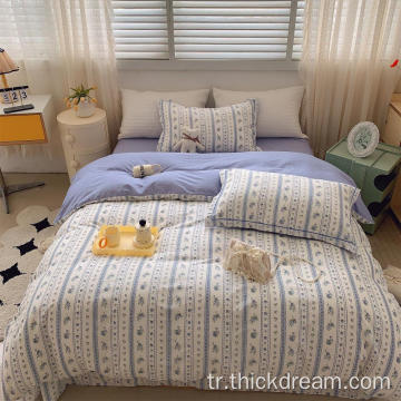 Biberiye mavi yatak tabakası kapak yatak yastık kılıfı seti